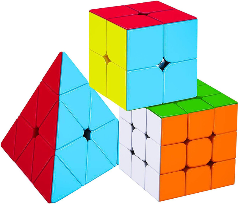 ZUNBELLA Cube Combo Set Of 2X2,3X3 & Pyramid Triangle High Speed Stickerless Magic Cube(3 Pieces)