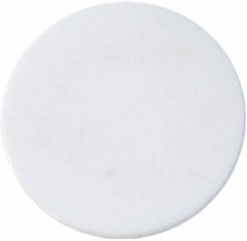 KC PRODUCTS White Marble Chakla Ring Base Rolling Pin Board Roti Maker, 9 Inches Diameter Board(Pack of 1)