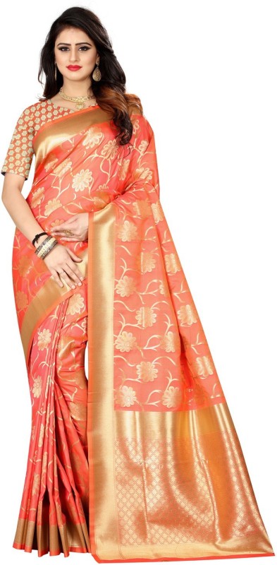 Shoppershopee Self Design Banarasi Pure Silk Saree(Pink)