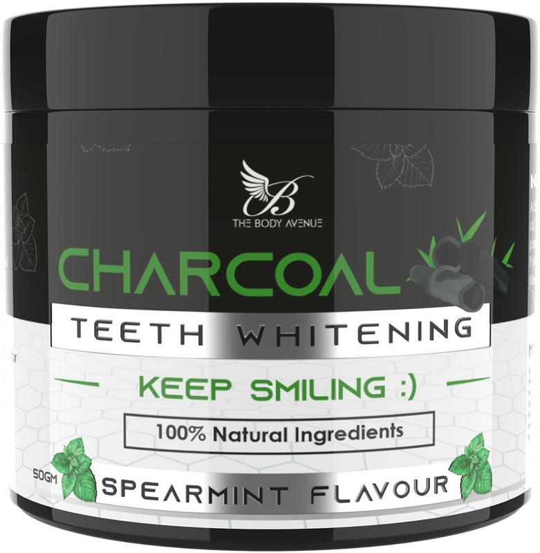 The Body Avenue Activated Charcoal Teeth Whitening Powder for Natural Teeth Whitening, Freshen Breath, Remove Stains, Fight Cavities with Coconut Charcoal Powder, Clove Oil, Orange Oil, Peppermint Oil(50 g)