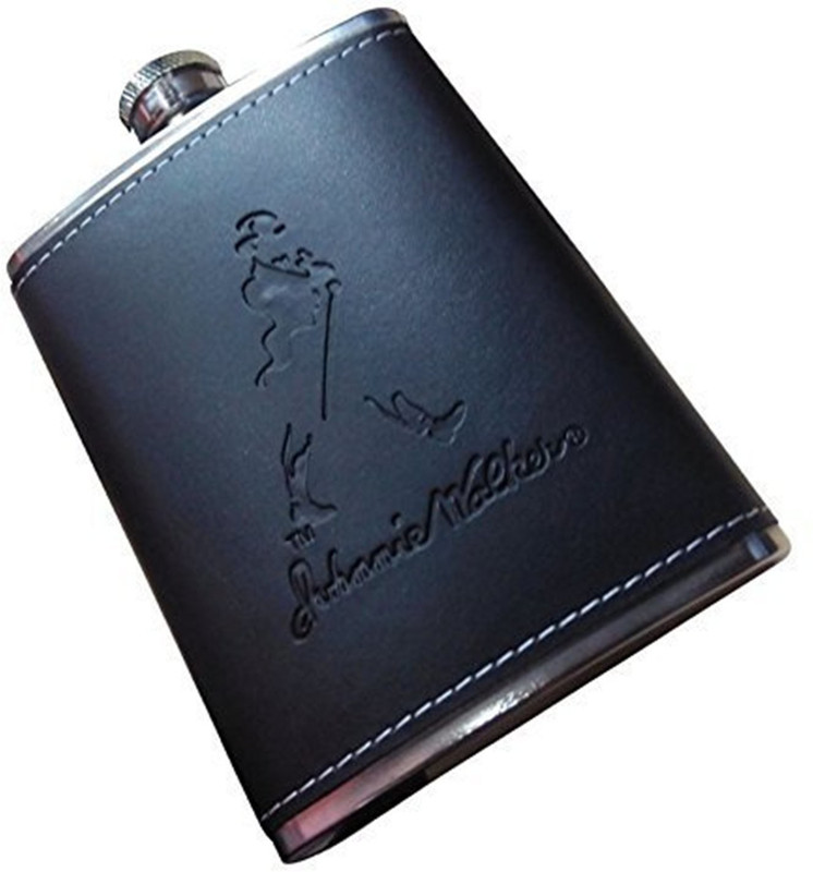 Partyhut Black Leather Stainless Steel 8oz Hip Flask (Pack of 1) Hip Flask(236 ml)