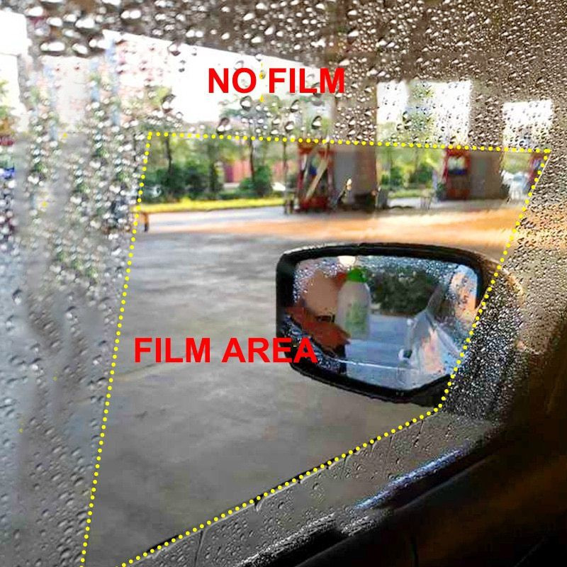 HSR 4 PCS Car Rearview Mirror Protective Film, HD Anti-Fog Car Mirror Rain Blocker(White)