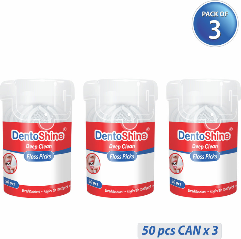 Dentoshine Deep Clean Floss Picks - 50 ct CAN (Pack of 3)(Pack of 3)
