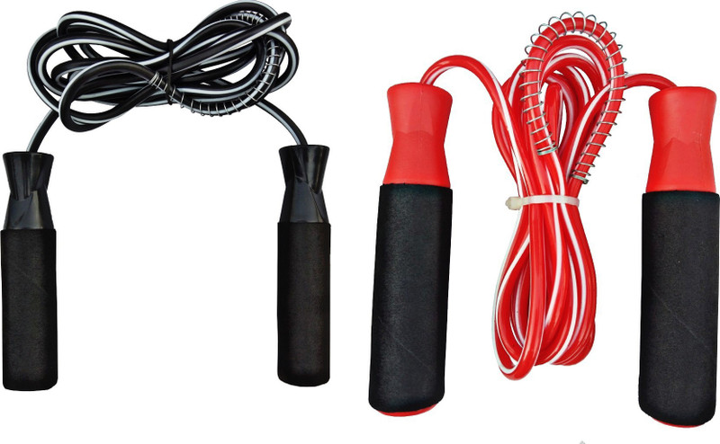 A.K (Pack Of 2) Jumping Skipping Rope For Men Women Weight Loss Workout Ball Bearing Skipping Rope(Black, Red, Length: 259 cm)