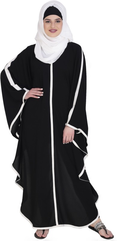 MODESTLY K0015 Polyester Blend Solid Abaya(Black)