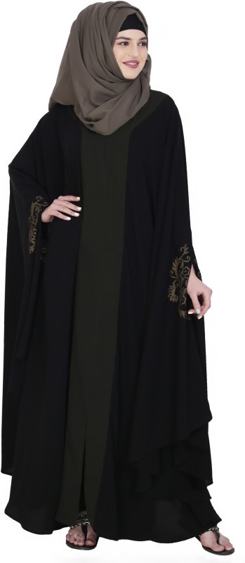 MODESTLY KEL0022 Polyester Blend Solid Abaya(Black)