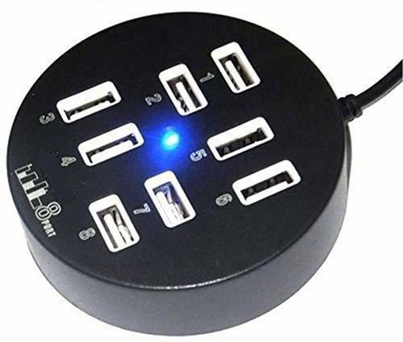 spincart 4 Port USB 2.0 HUB, High Speed Data Transfer with Control Switch and 1.2 m Long Cable for Windows, Mac OS & Linux, PC Desktop Laptop MacBook P-1601 USB Hub(Black)