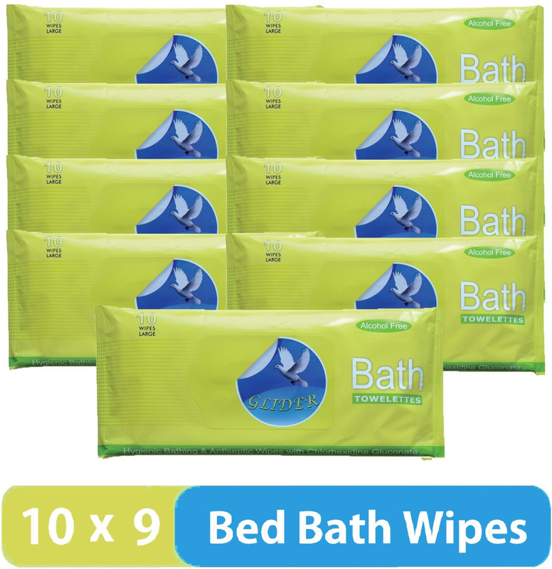 GLIDER Bed Bath Wipes (Pack Of 9)(90 Wipes)
