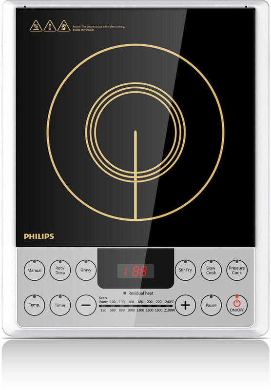 PHILIPS 2100 W Induction Cooktop Push Button(Silver, Black, HD 4929/01)