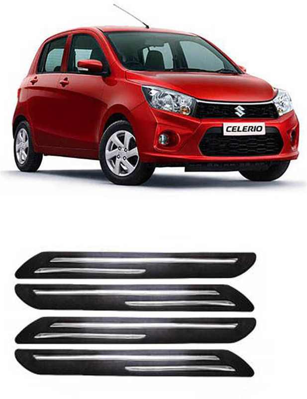 RONISH Silicone Car Bumper Guard(Black, Silver, Pack of 4, Universal For Car, Celerio)