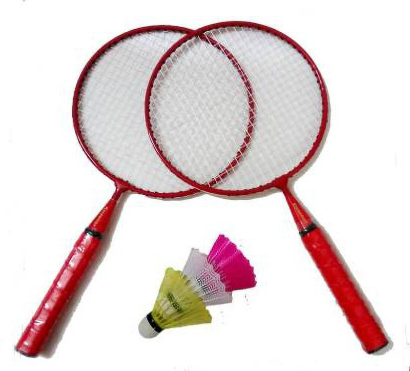 sports trading st Kids Badminton Kit 2 Racquets & 3 Shuttle Cocks - Red Badminton Kit Badminton Kit