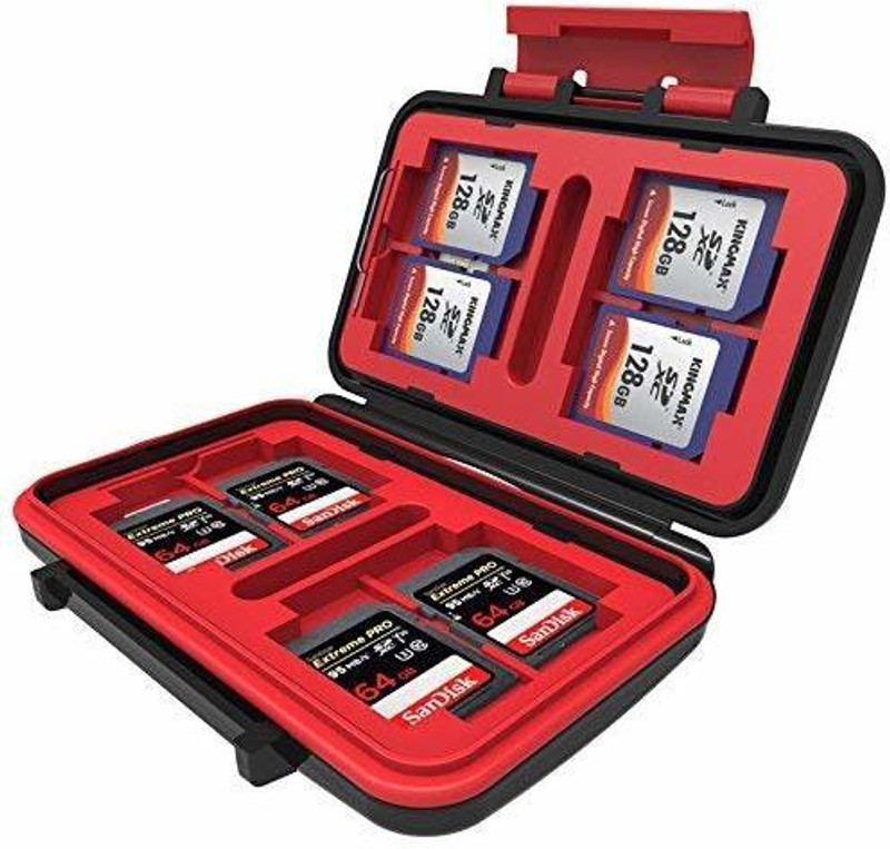 WON 24 Slots Memory Card Case for CF/MicroSD/SD Cards (Red)  Camera Bag(Red, Black)