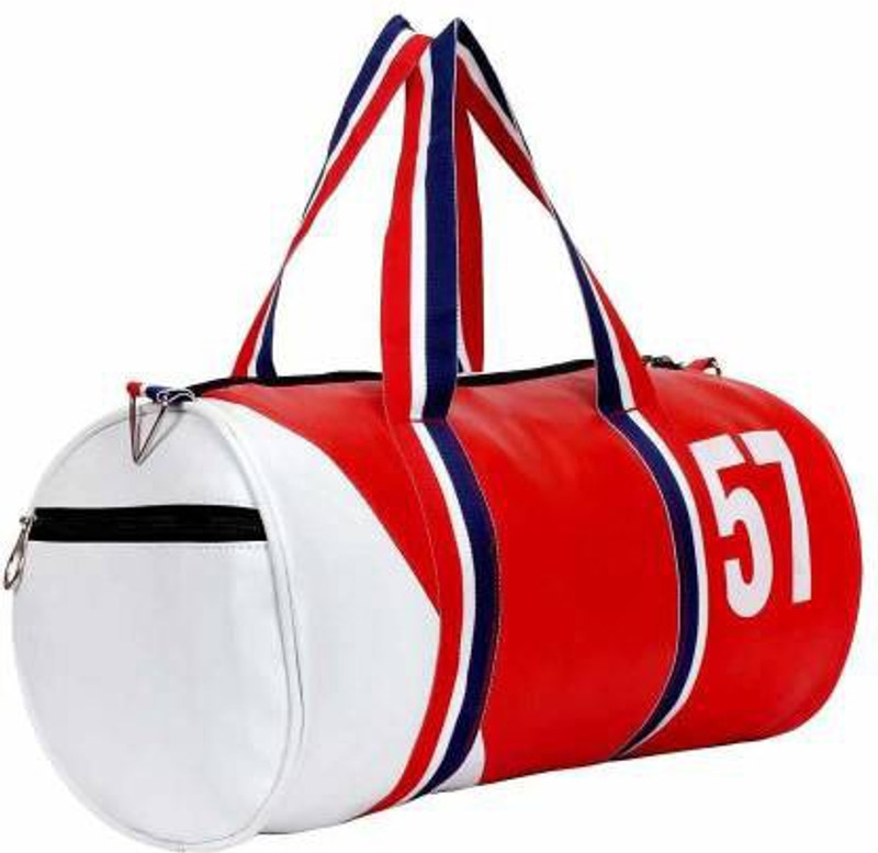 Rocket Sales NEW Version Leatherite 57 Fitness Gym Bag/Duffel Bag/Sports Bag for Men & Women(Red, Kit Bag)