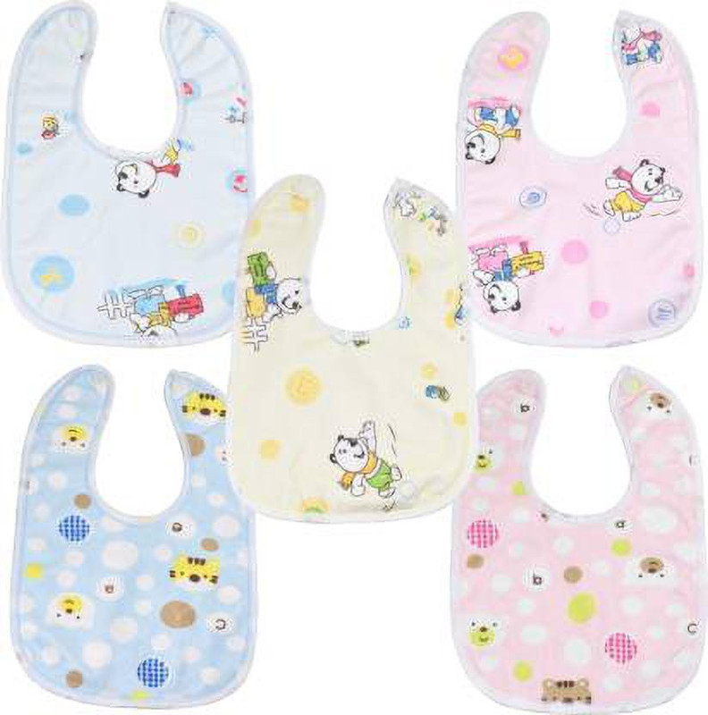 FIRST TREND Waterproof Super Soft Cottonbibs for Baby Multicolor Pack of 5(Multicolor)