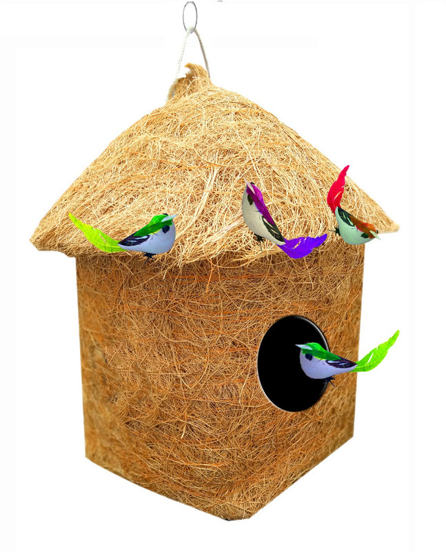 LIVEONCE 4 birds with compact classic hut -STRONG Bird House(Hanging, Wall Mounting, Tree Mounting, Free Standing)