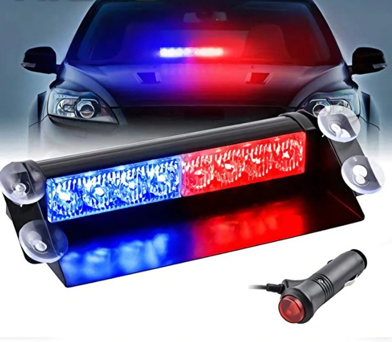 EliteAuto Heavy duty 8 LED Strobe Waterproof Lights Blue/Red Flasher Police Warning Lamp for Car Dash Car Fancy Lights(Red, Blue)