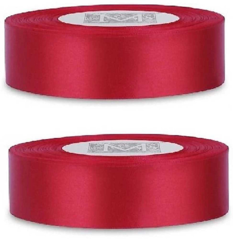 World Wide Villa RED HOT SATIN RIBBON 1 INCH SIZE PACK OF 2
