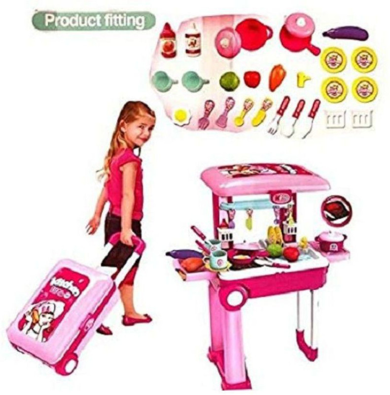 YATRI 2 in 1 Little Chef Kids Kitchen Play Set with Cooking Kitchen Set Play Toy.