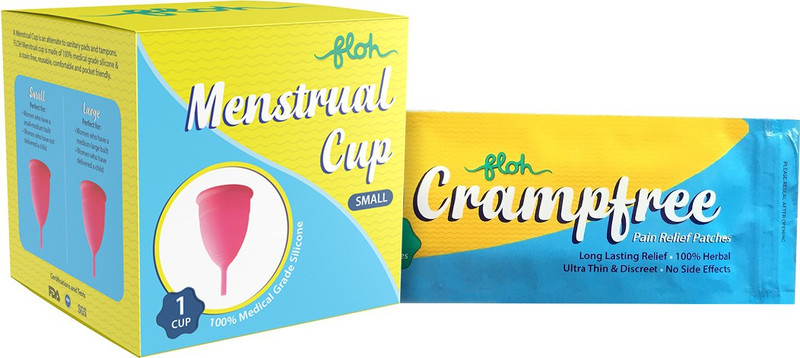 Floh FDA Approved Reusable Small Menstrual Cup & Crampfree Period Pain Relief Patches(2 Items in the set)