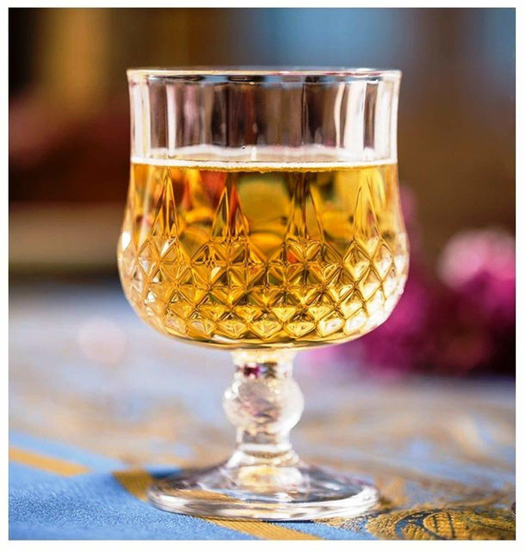 VLKMK (Pack of 6) Wine Glass - 6 Pieces, Clear, 200 ml, Elegant Brandy Glass Glass Set Wine Glass(200 ml, Glass, Clear)