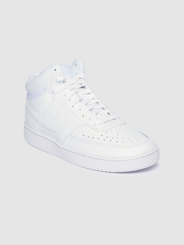 Nike Women White Perforations Leather COURT VISION MID Mid-Top Sneakers Sneakers For...