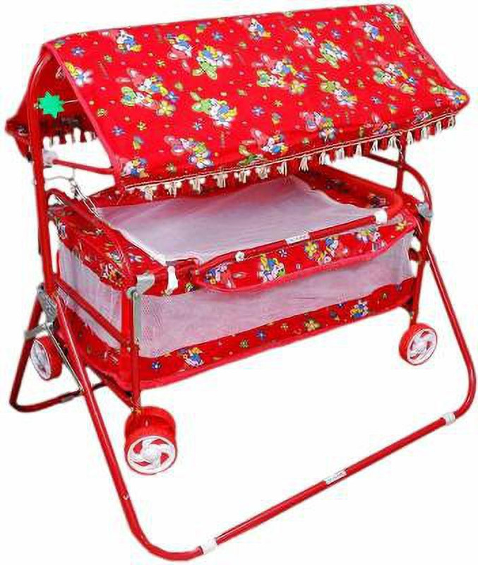 STEELOART -Baby Cradle Cot Cum Stroller Red Bassinet For Baby Boys & Baby Girls(Red)
