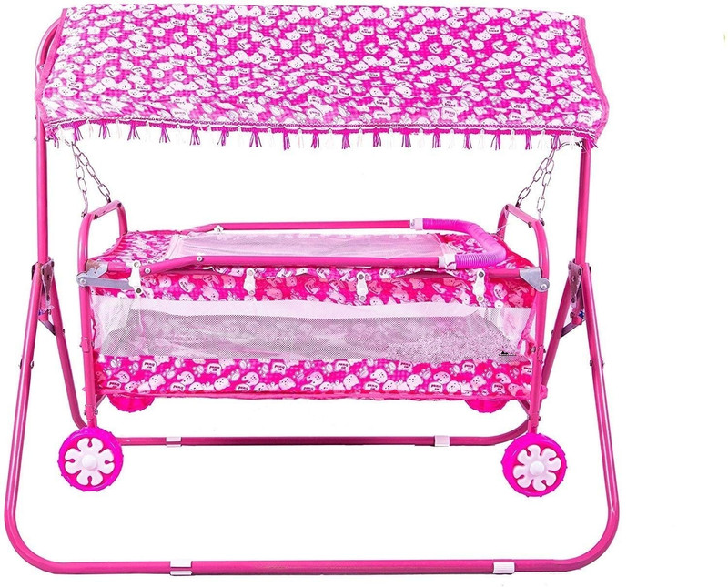 S.S Steelo Art Baby Cradle Cot Cum Stroller Another Pink Bassinet For Baby Boys & Baby Girls (Pink)(Pink)