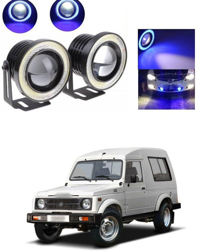 XZRTZ High Power 3.5" Projector Universal White LED Fog Light COB Blue Halo Angel Eye Rings DRL Driving Bulbs DC 12V v135 Fog Lamp Car LED for Maruti Suzuki (12 V, 12 W)(Baleno, Pack of 2)
