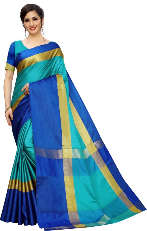 RadadiyaTRD Woven Bollywood Silk Blend, Cotton Blend Saree(Multicolor)