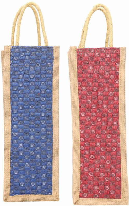 Sadriwala SM Dealer's jute water bottle bag pack of 3(Blue, Red, Blue)
