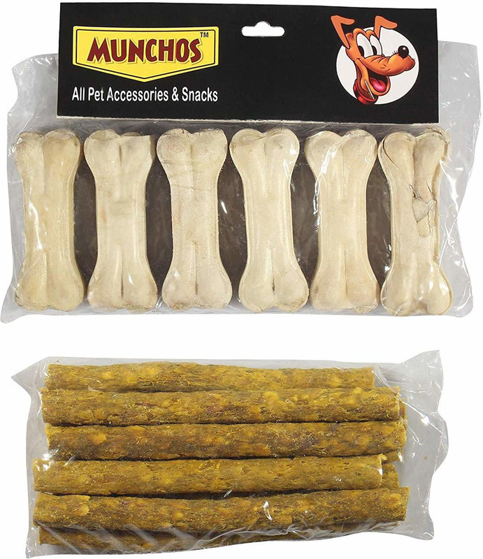 Munchos Dog Bone (3-inch x 6 Pcs) + 120 GMS Chicken Stick Chicken Dog Chew(400 g, Pack of 1)
