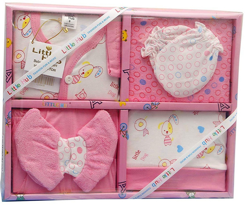 LITTLE HUB New Born Baby Gift Set(Pink)