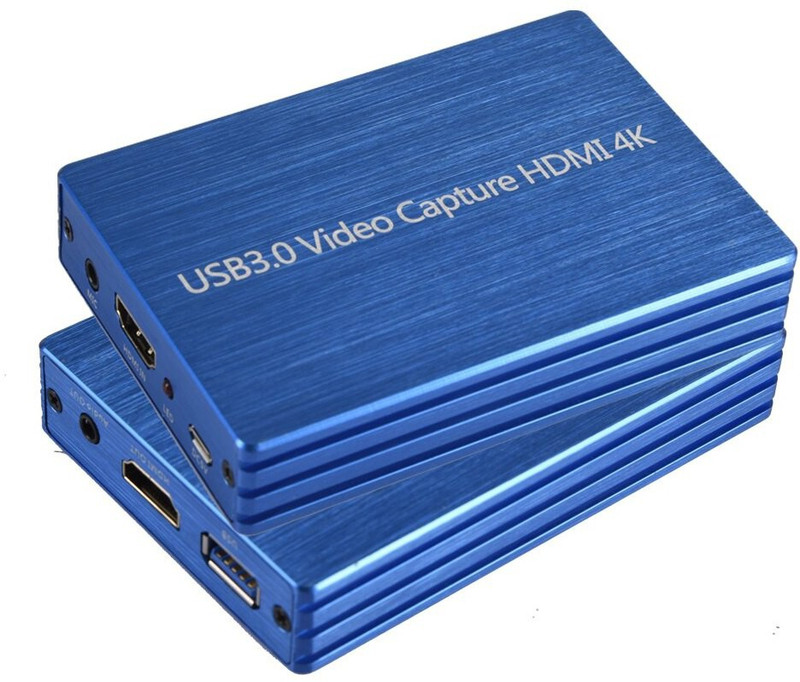 microware 4K HDMI to USB 3.0 Video Capture Card Dongle 1080P 60fps HD HDMI Video Recorder Media Streaming Device(Blue)