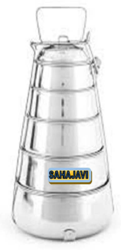 sahajavi Traditional Indian Stainless Steel, 5 Tier Tiffin Container/ Lunchbox 5 Containers Stainless Steel Office Lunch Box(800 ml)
