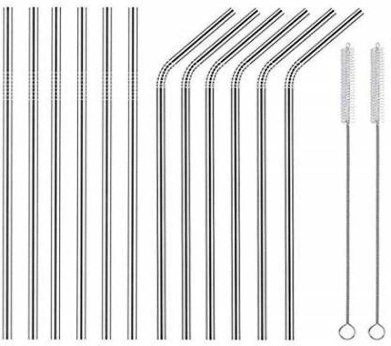 JUBLYN Straight Drinking Straw(Silver, Pack of 14)