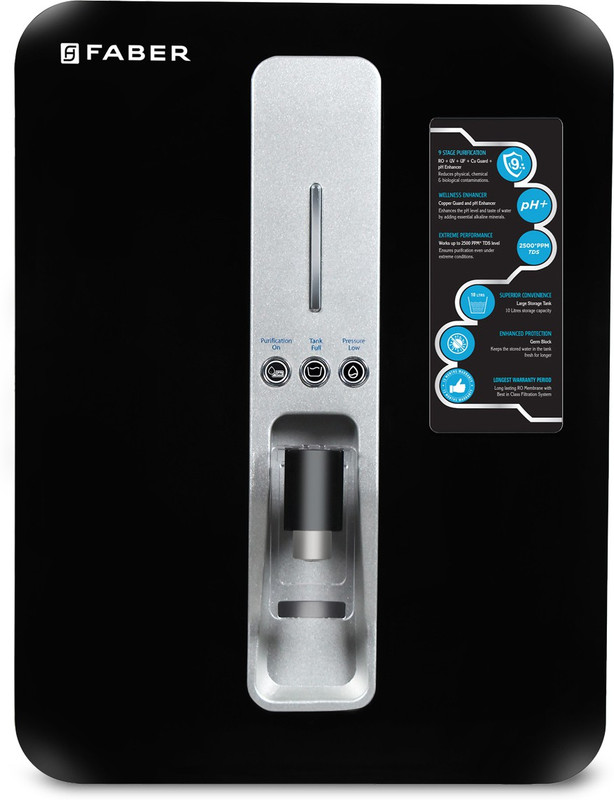 Faber FWP NEUTRON PLUS 10 L RO + UV + UF Water Purifier(Black, Grey)