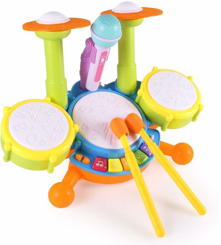 jiyan enterprise1 Drum Set for Kids Electric Musical Playset Flash Light Toy with Microphone Drum(Multicolor)