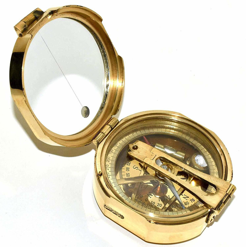 NifaGifts Nautical Vintage Solid Brass Hand-Made Brunton Compass Compass(Gold)
