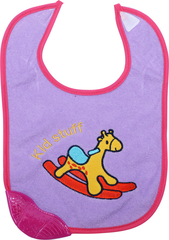 1st Step Baby Bib With 3D Patch And Teether(Purple)