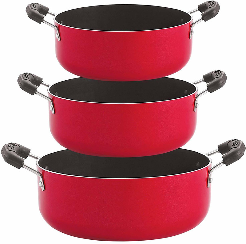 NIRLON Chemical Free 3 Piece Non-Stick Coated Kitchenware Combo Set Non-Stick Coated Cookware Set(PTFE (Non-stick), Aluminium, 3 - Piece)