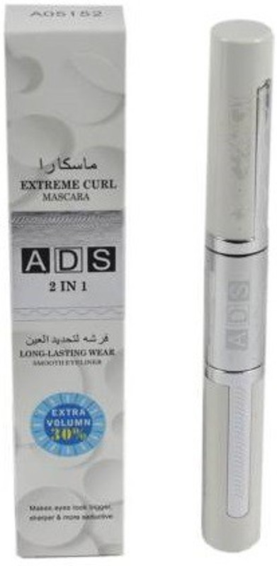 ads Waterproof Mascara extreme curl with Eye liner ( 2 in 1) 12 ml 12 ml(Black color)