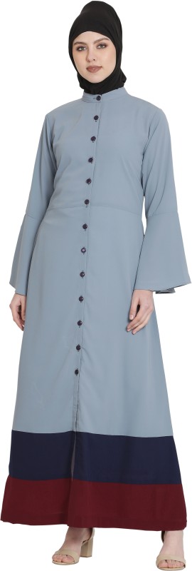 Momin libas AB44120L Polyester Solid Abaya(Multicolor)