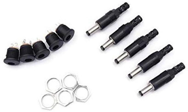 Creative Tech Male Plug and Female Socket Panel Mount Jack DC Connector -Pair of 5 Electronic Components Electronic Hobby Kit