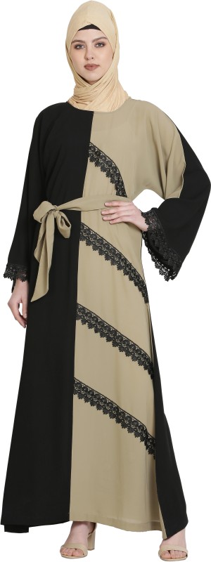 Momin libas AB42120M Polyester Solid Abaya(Multicolor)