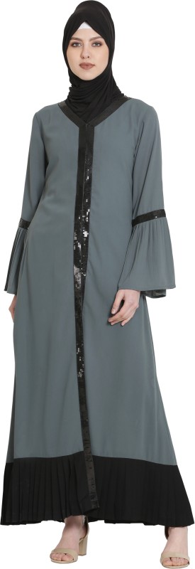Momin libas AB36120L Polyester Solid Abaya(Multicolor)
