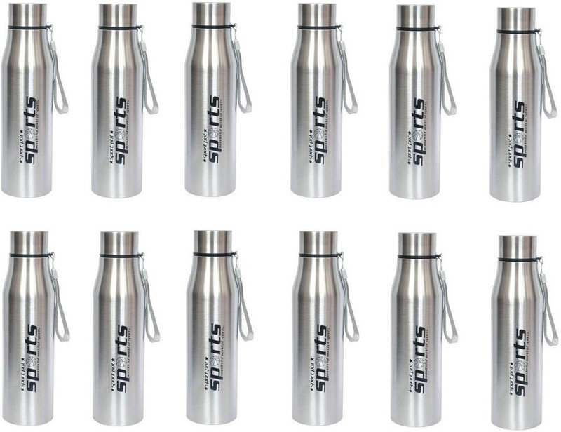 Luxuria 1000 ML SIDE ROPE WATER BOTTLE PACK OF 12 1000 ml Steel Bottle(Pack of 12, Silver)