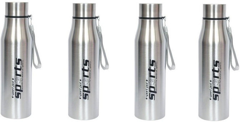 Luxuria 1000 ML SIDE ROPE WATER BOTTLE PACK OF 4 1000 ml Steel Bottle(Pack of 4, Silver)
