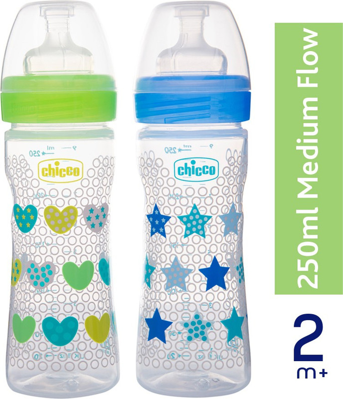 Chicco BIPACK WB BOTTLE250ML STARHEART IN BL/GR - 250 ml(Green, Blue)