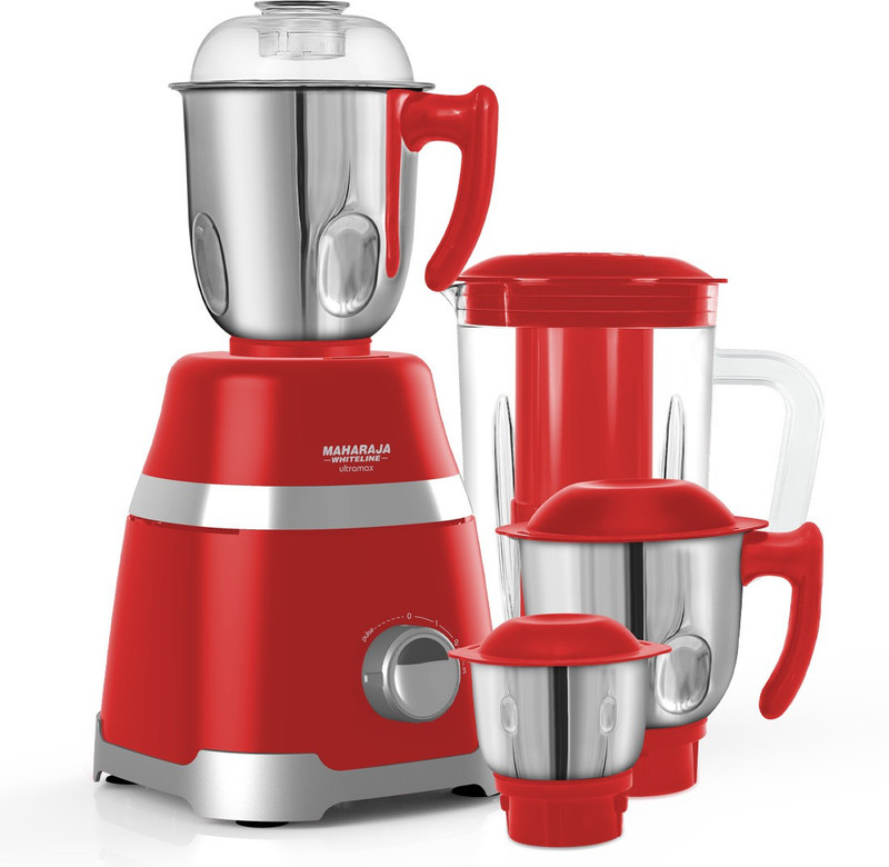 MAHARAJA WHITELINE Ultramax Elite 800 W Mixer Grinder(MX-222 | 4 Jars | Red, Silver)