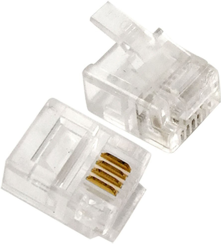 RIVER FOX 50 Pcs 6P2C RJ11 Transparent Clear Male Plug Network Interface Card(TRANSPARENT)